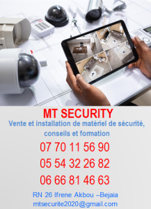 mtsecurity vente et installation matériel de sécurité, caméra, pointeuse, anti incendie/Mhana 0770115690 0554322682  0666814663/ Ifrene Akbou Bejaia Algérie
